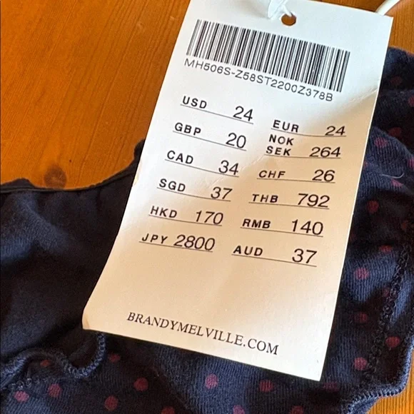 Brandy Melville MALENA POLKA DOT TOP Navy Red NWT - Picture 5 of 5